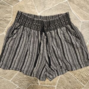 Women's Black and Gray Striped Shorts